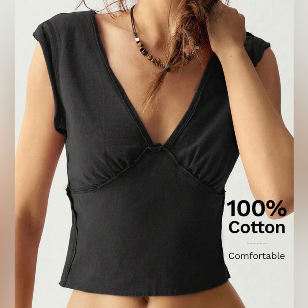 Black Boho Cotton Top